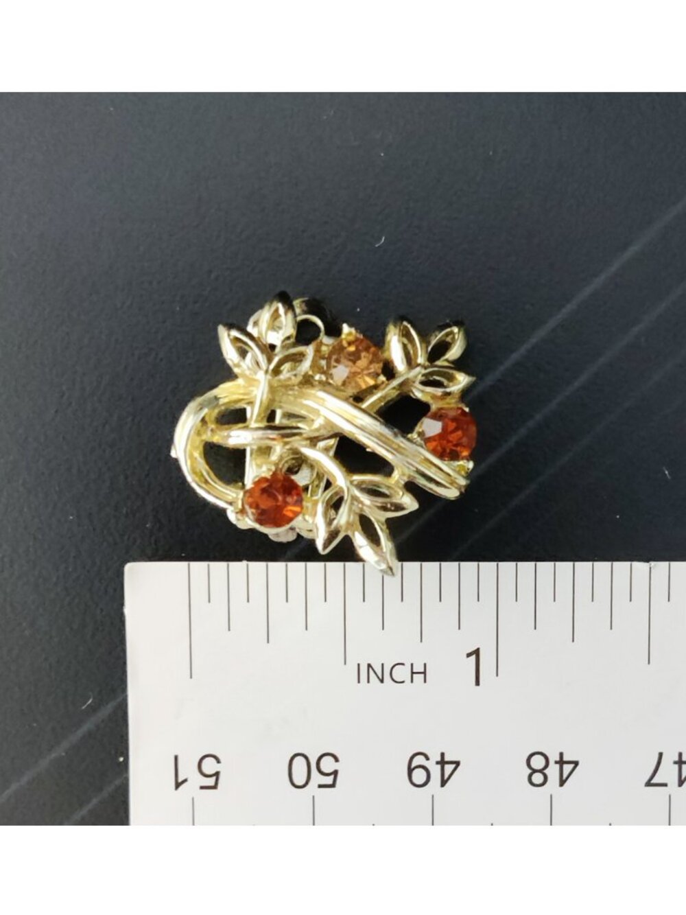 Vintage Signed 50s Coro Gold Plated Alloy Bracelet & Earrings Amber Topaz Color - Picture 7 of 10